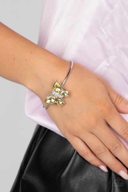 Free-Flying Flutter Yellow Butterfly Necklace & Bracelet Set - Paparazzi Accessories