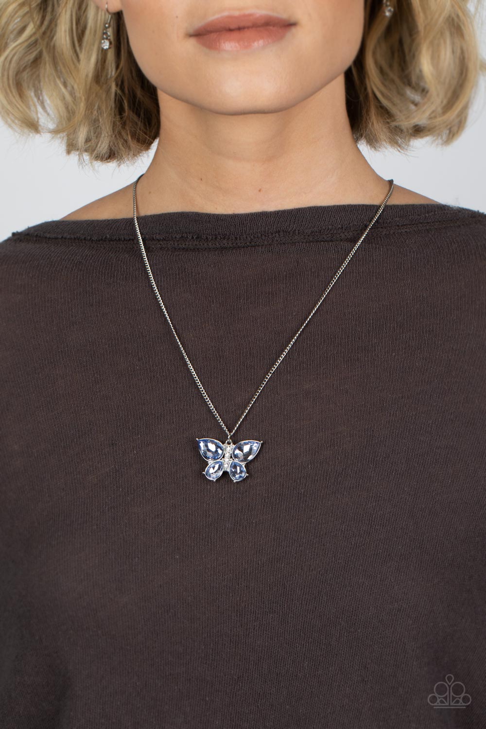 Free-Flying Flutter Blue Butterfly Necklace & Bracelet Set - Paparazzi Accessories