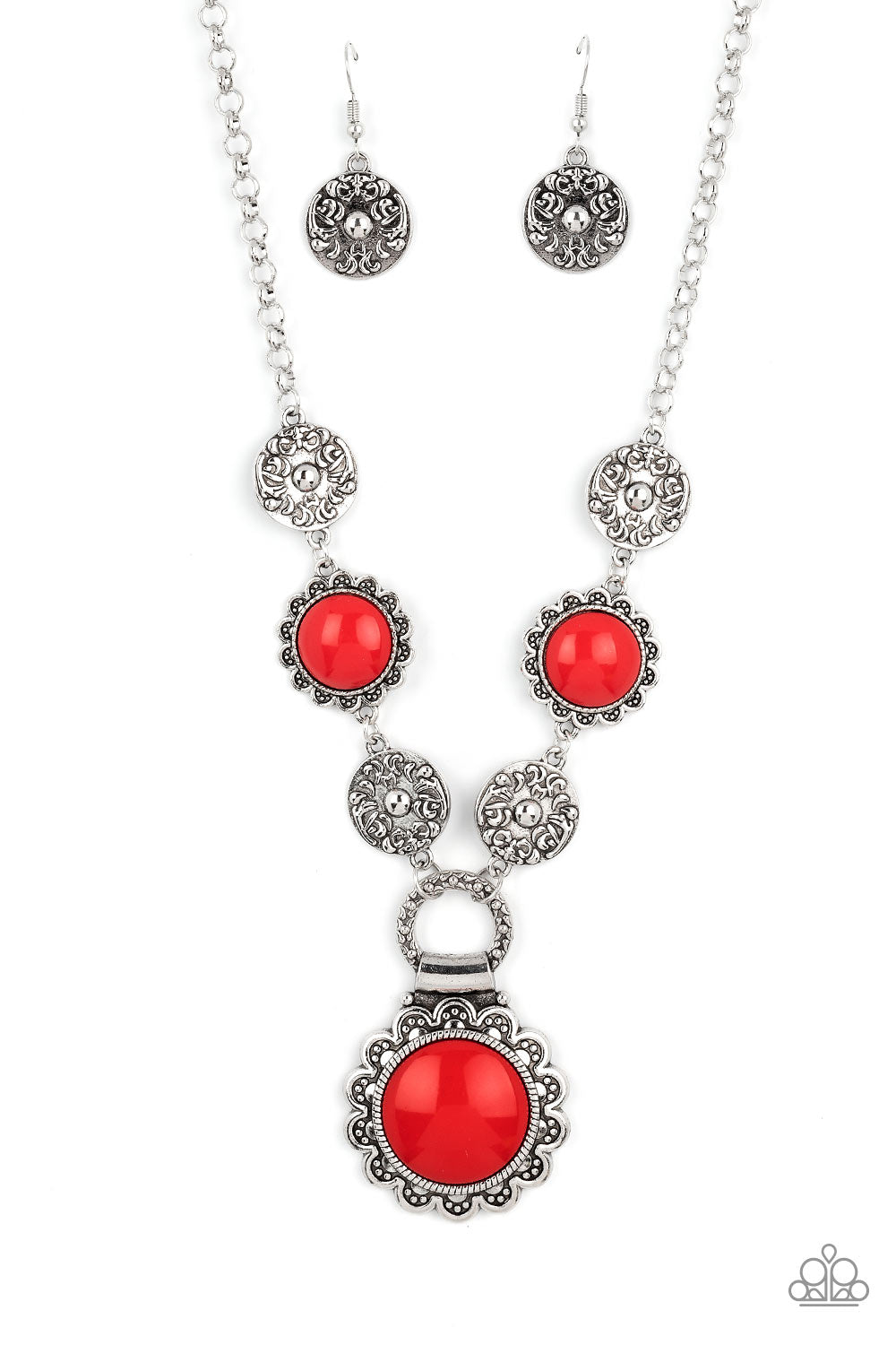 Poppy Persuasion Red Necklace & Bracelet Set - Paparazzi Accessories 