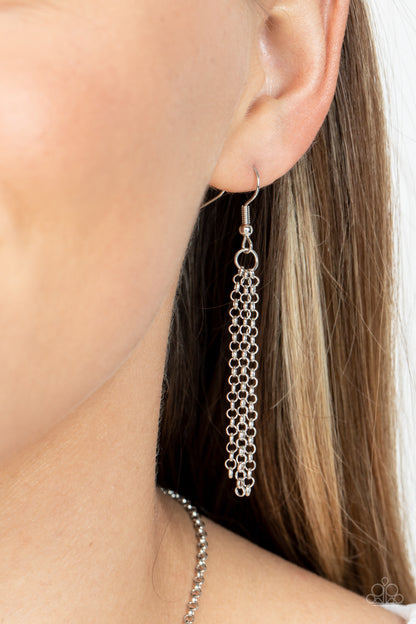 Heart Full of Faith White Necklace - Paparazzi Accessories  Dotted with a dainty white rhinestone, a silver heart charm swings freely inside of a heart-cutout silver frame. Stamped in the word, "Faith," the inspirational pendant falls just below the collar for a sentimental finish. Features an adjustable clasp closure.  Sold as one individual necklace. Includes one pair of matching earrings.