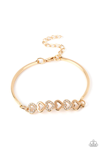 Sparkly Suitor Gold Heart Necklace & Bracelet Set - Paparazzi Accessories 