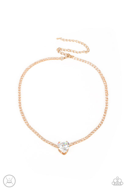 Flirty Fiancé Gold Necklace & Bracelet Set - Paparazzi Accessories 