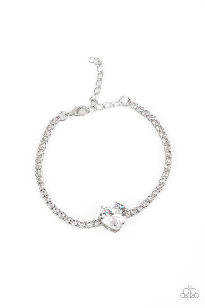 Flirty Fiancé White Necklace & Bracelet Set - Paparazzi Accessories 