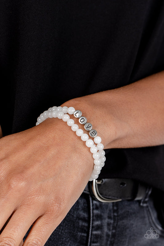 Devoted Dreamer White Bracelet - Paparazzi Accessories
