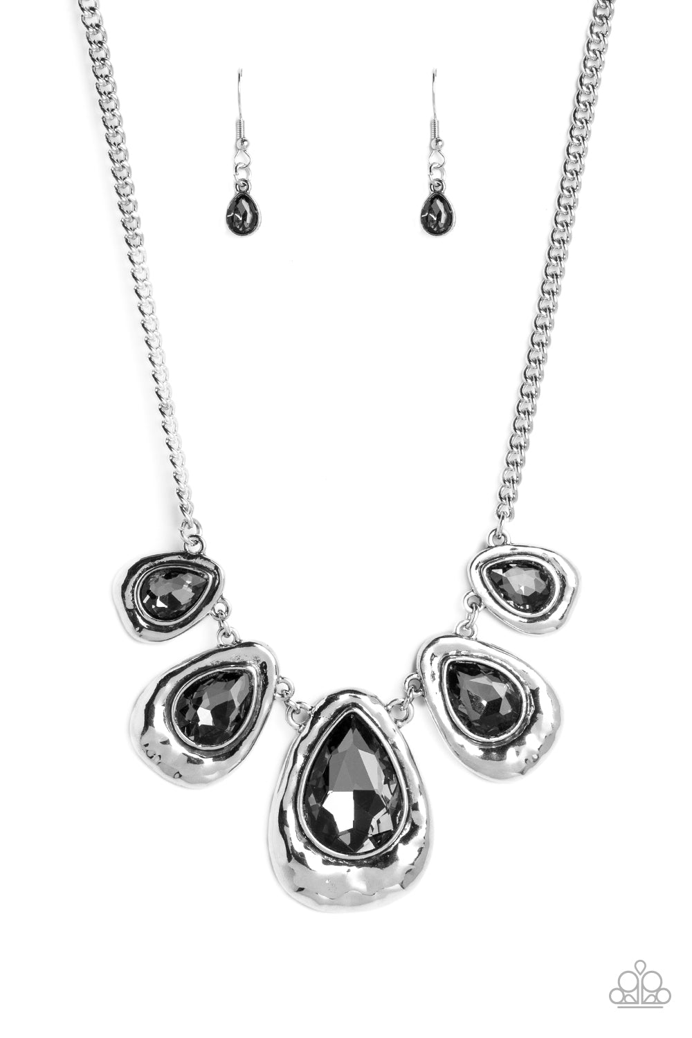 Formally Forged Silver Necklace & Bracelet Set - Paparazzi Accessories