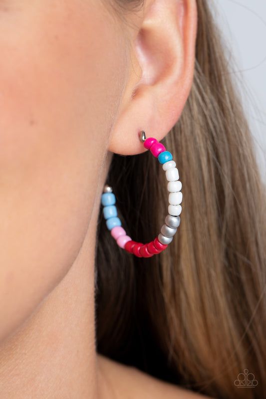 Multicolored Mambo Pink Multi Hoop Earring - Paparazzi Accessories