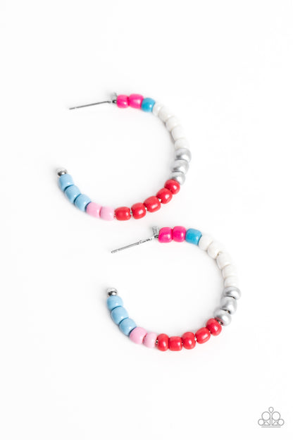 Multicolored Mambo Pink Multi Hoop Earring - Paparazzi Accessories
