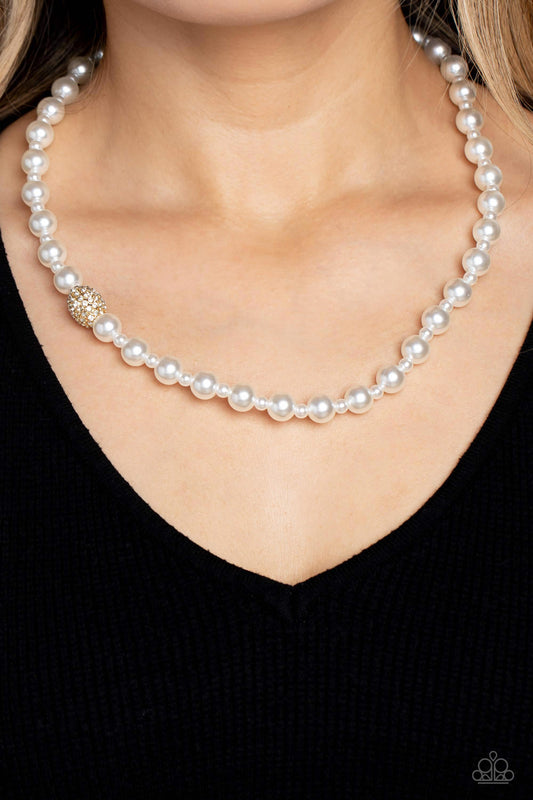 Countess Chic Gold Pearl Necklace - Paparazzi Accessories 