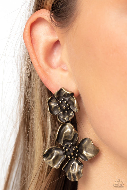 Gilded Grace Brass Post Earring - Paparazzi Accessories