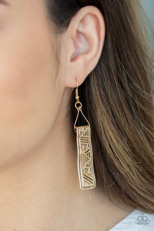 Ancient Artifacts Gold Earring - Paparazzi Accessories