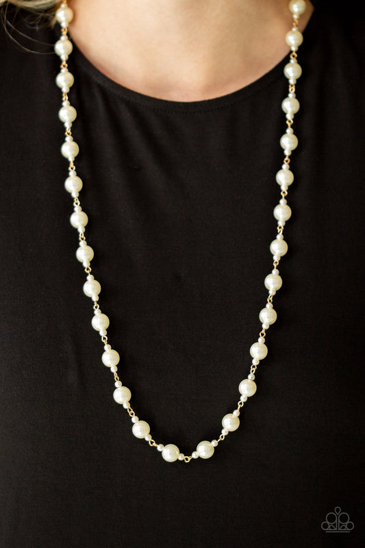 Behind The Scenes Gold Pearl Necklace - Paparazzi Accessories