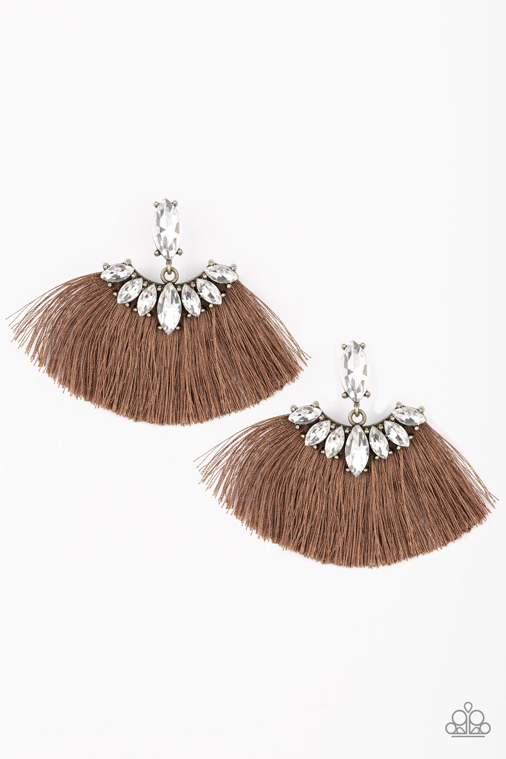 Formal Flair Brown Fringe Earring - Paparazzi Accessories - jazzy-jewels-gems