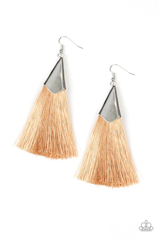 In Full PLUME Brown Tassel Earring - Paparazzi Accessories