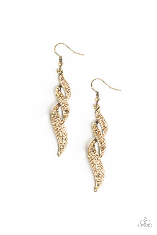 On Fire Brass Earring - Paparazzi Accessories