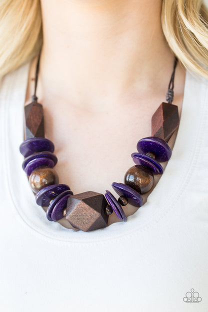 Pacific Paradise Purple Wooden Necklace - Paparazzi Accessories
