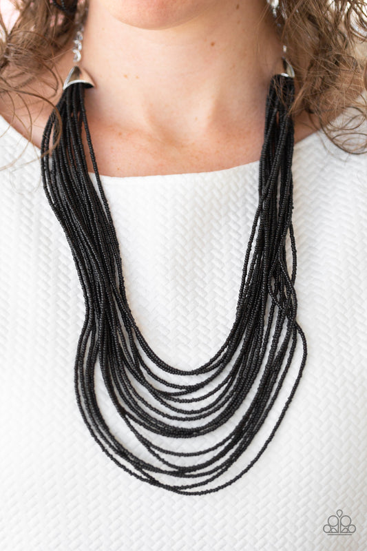 Peacefully Pacific Black Seed Bead Necklace - Paparazzi Accessories
