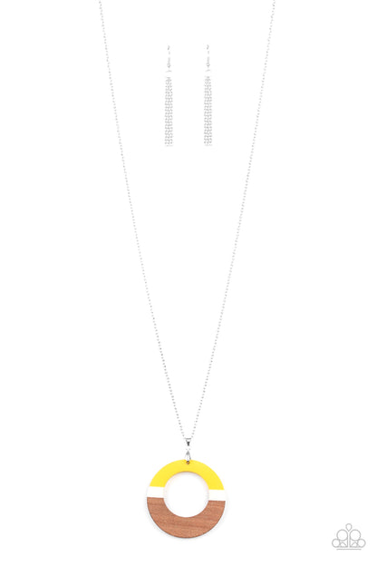 Sail Into The Sunset Yellow Wooden Necklace - Paparazzi Accessories
