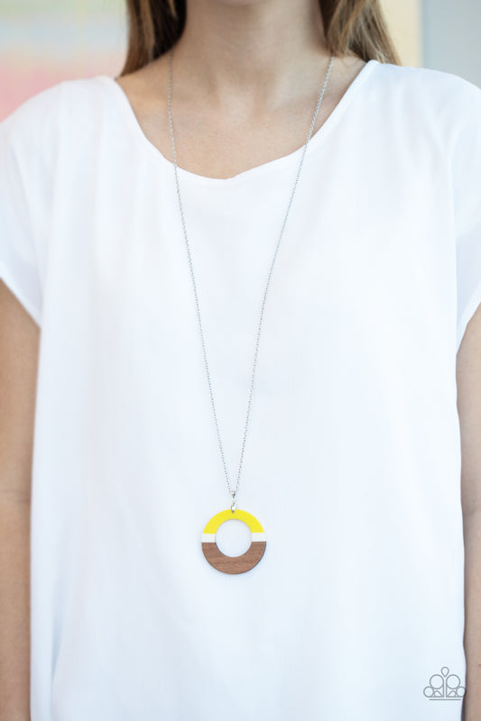 Sail Into The Sunset Yellow Wooden Necklace - Paparazzi Accessories