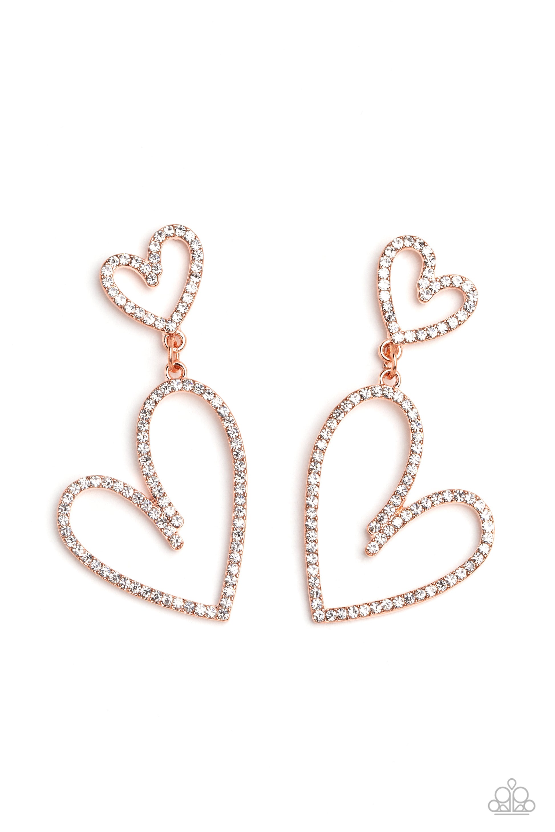 Doting Duo Shiny Copper Heart Earring - Paparazzi Accessories