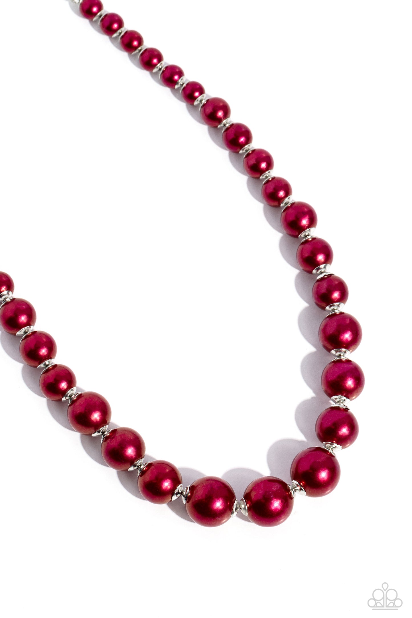 Manhattan Mogul Red Pearl Necklace - Paparazzi Accessories  A single strand of rich red pearls elegantly cascades below the collar, creating a glamorous graceful effect. Features an adjustable clasp closure.  Sold as one individual necklace. Includes one pair of matching earrings.  P2RE-RDXX-251XX