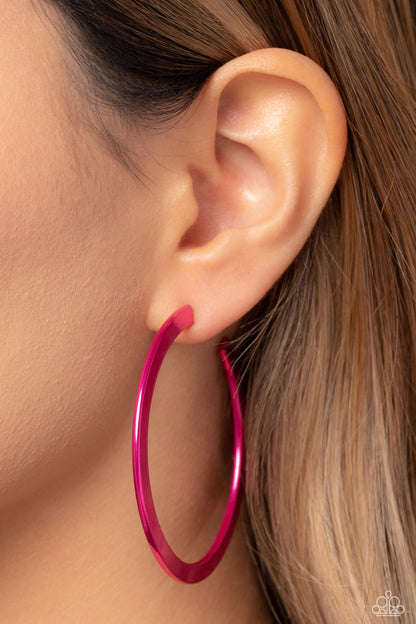 Pop HOOP Pink Hoop Earring - Paparazzi Accessories