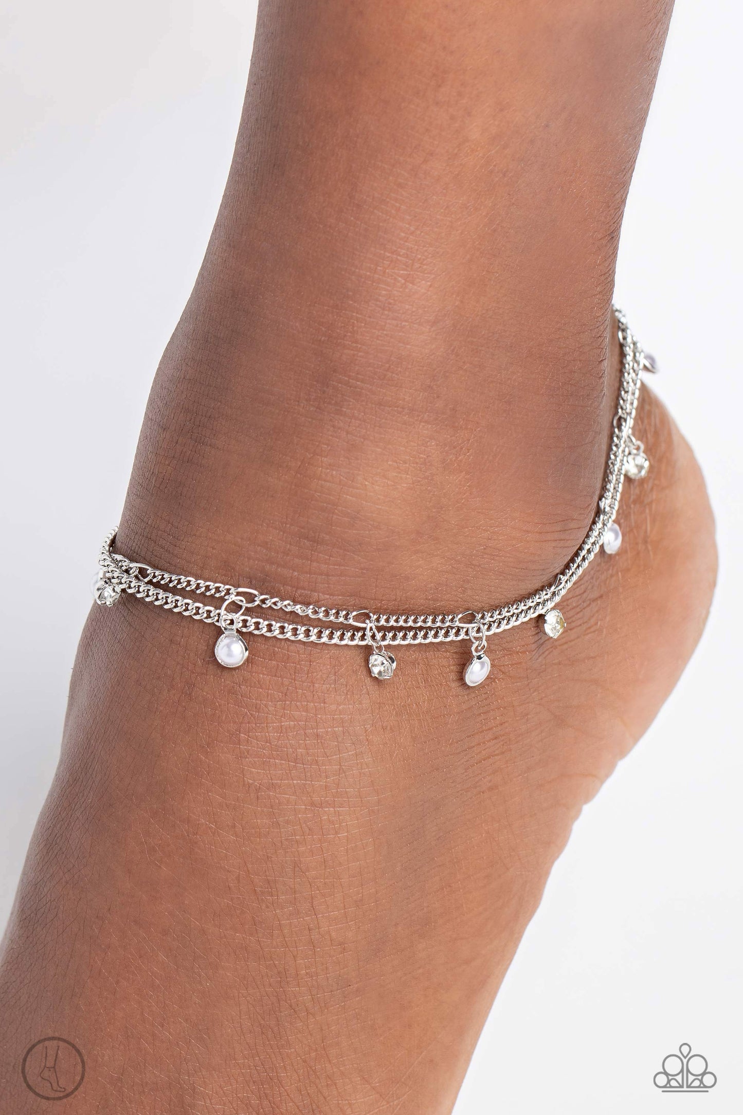 WATER You Waiting For? White Anklet - Paparazzi Accessories