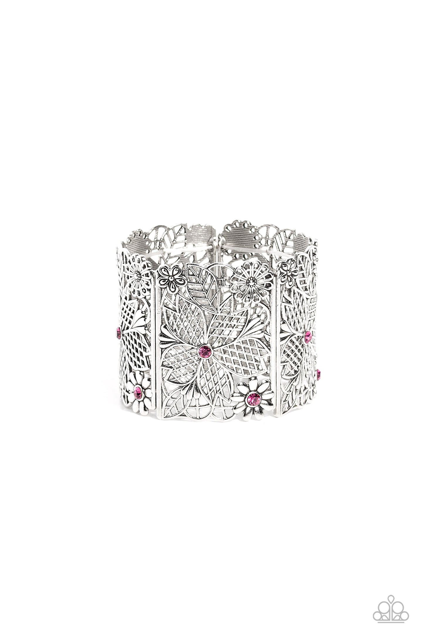 Garden City Pink Rhinestone Stretch Bracelet - Paparazzi Accessories