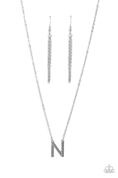 Leave Your Initials Silver - N Necklace - Paparazzi Accessories