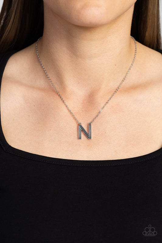 Leave Your Initials Silver - N Necklace - Paparazzi Accessories
