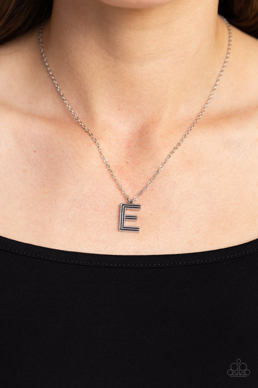 Leave Your Initials Silver - E Necklace - Paparazzi Accessories