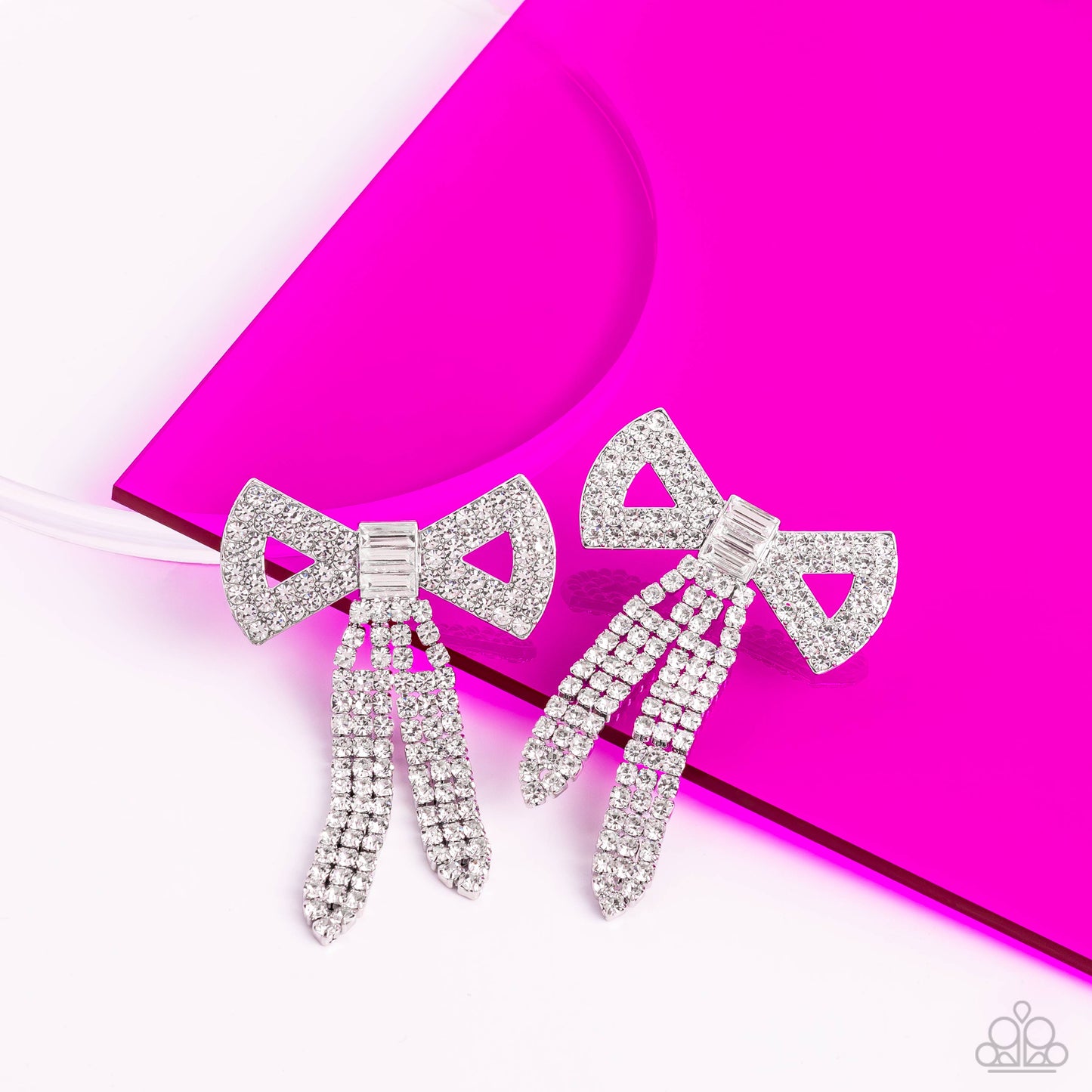 Just BOW With It White Earring - Paparazzi Accessories