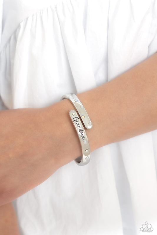 Gorgeous Grandma White Hinge Bracelet - Paparazzi Accessories