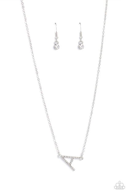 INITIALLY Yours White "A" Necklace - Paparazzi Accessories