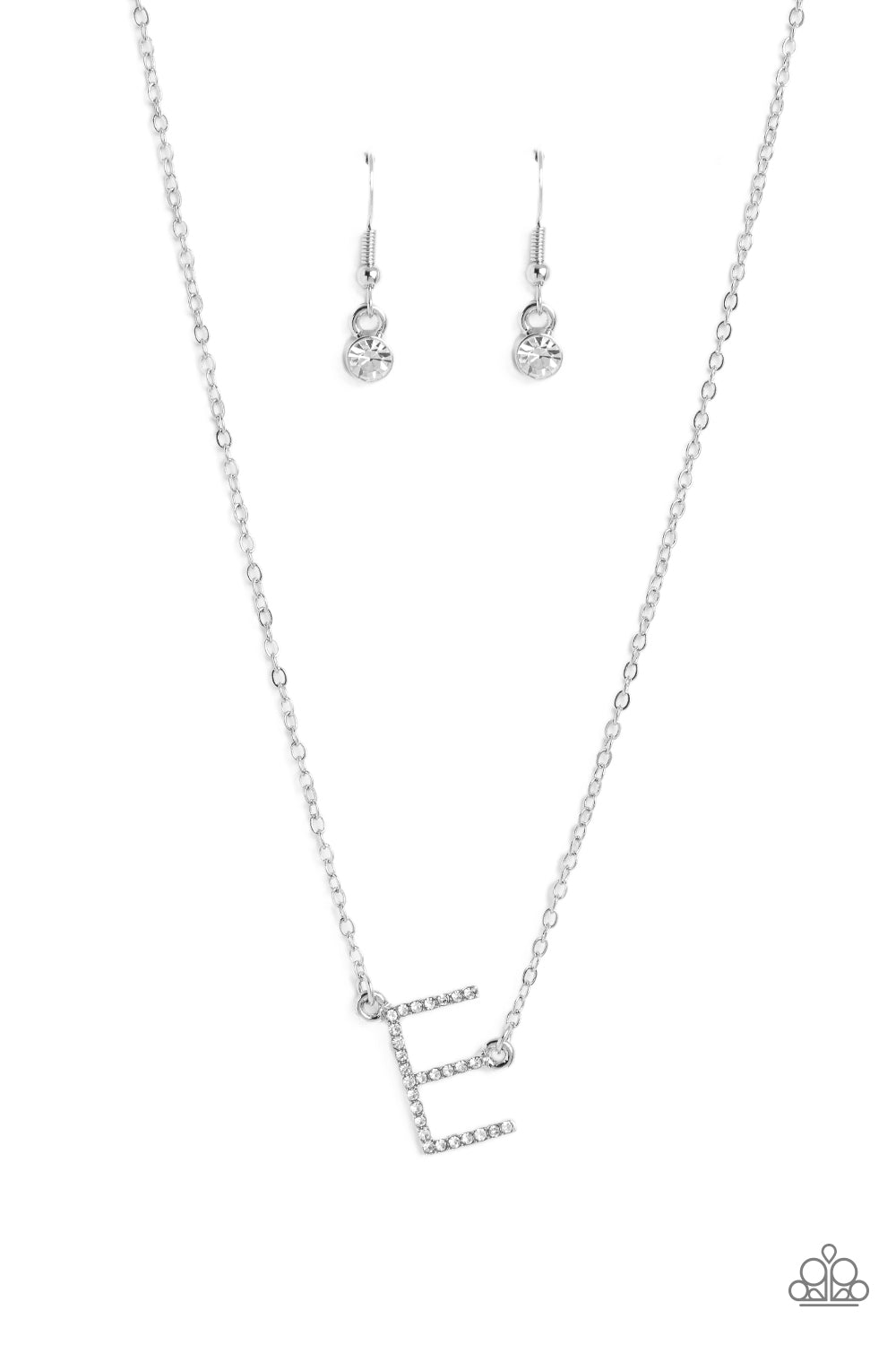 INITIALLY Yours White "E" Necklace - Paparazzi Accessories