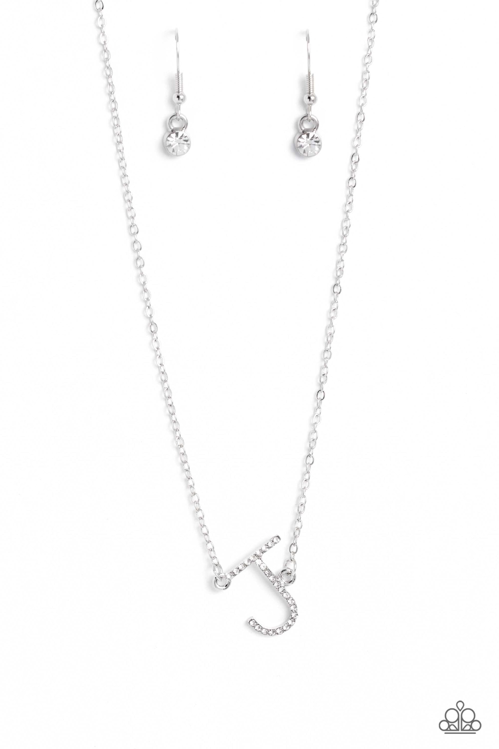 INITIALLY Yours White "J" Necklace - Paparazzi Accessories