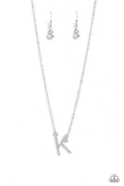 INITIALLY Yours White "K" Necklace - Paparazzi Accessories