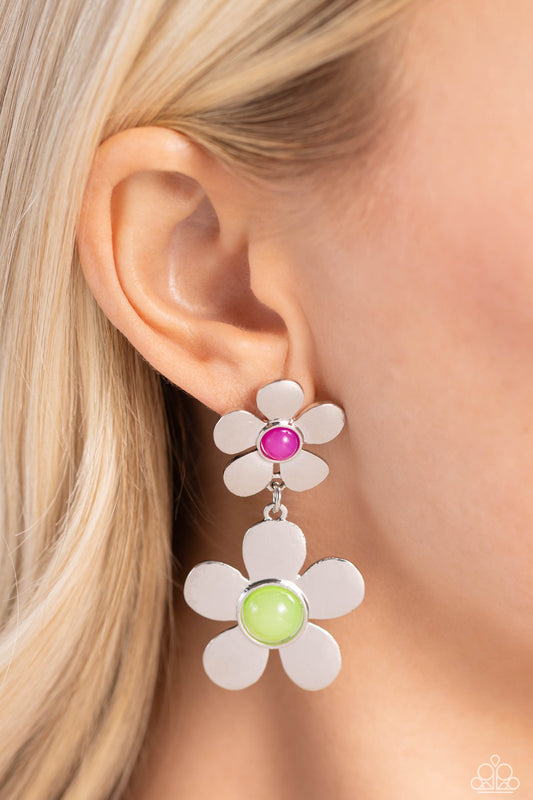 Fashionable Florals Green Earring - Paparazzi Accessories