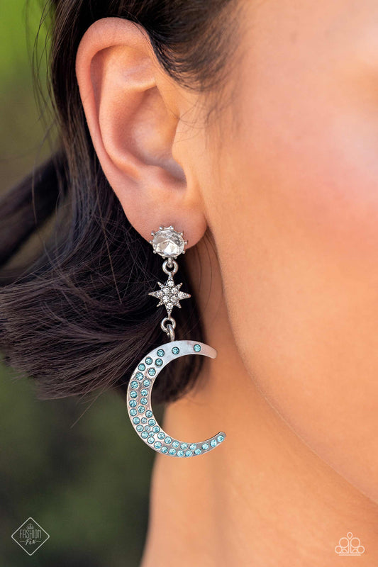 Galactic Grouping Blue Earring - Paparazzi Accessories