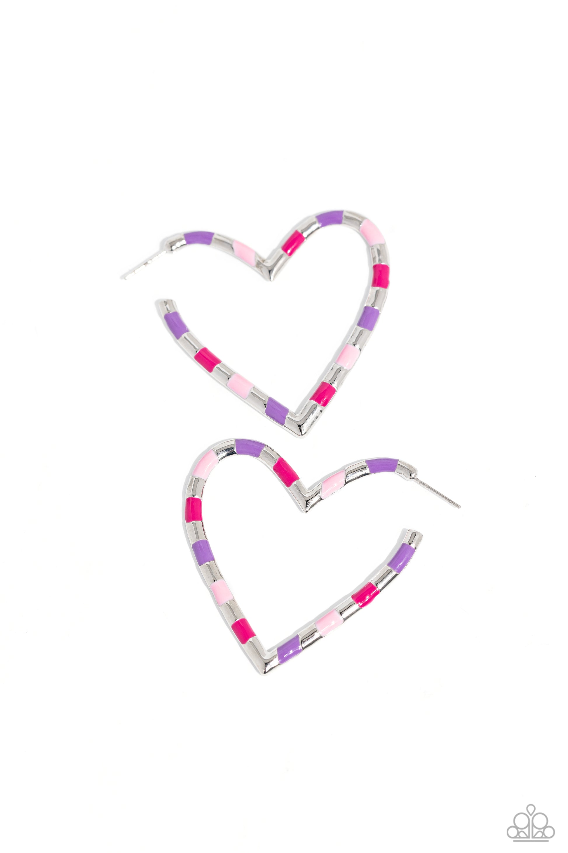 Striped Sweethearts Pink Hoop Earring - Paparazzi Accessories