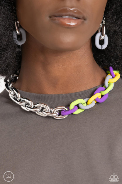 Contrasting Couture Silver Necklace & Bracelet Set - Paparazzi Accessories