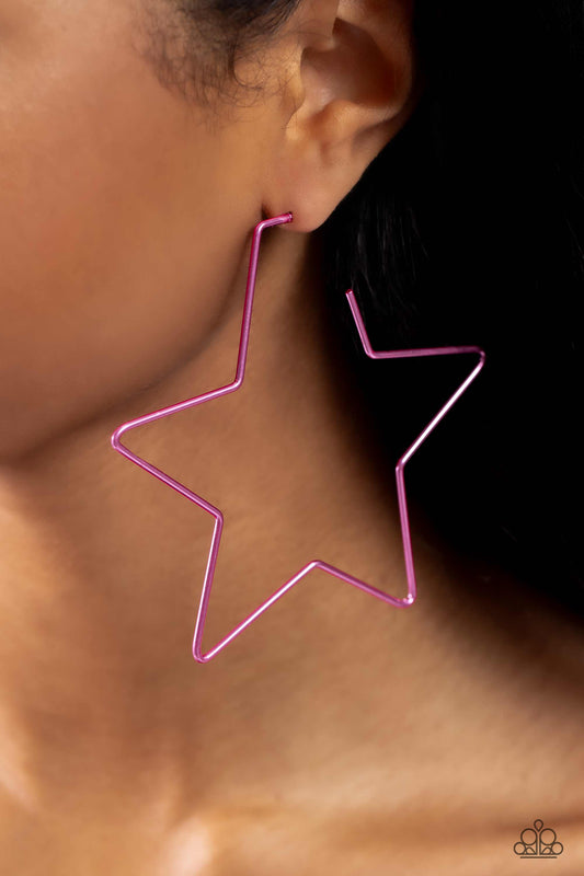 Starstruck Secret Pink Hoop Earring - Paparazzi Accessories