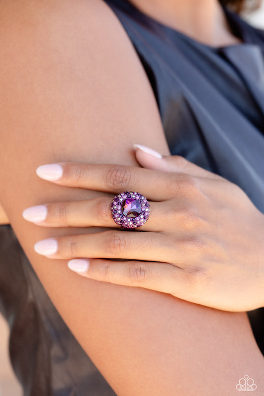 Glistening Grit Purple Ring - Paparazzi Accessories