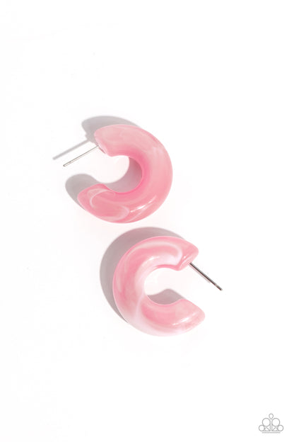 Acrylic Acclaim Pink Hoop Earring - Paparazzi Accessories