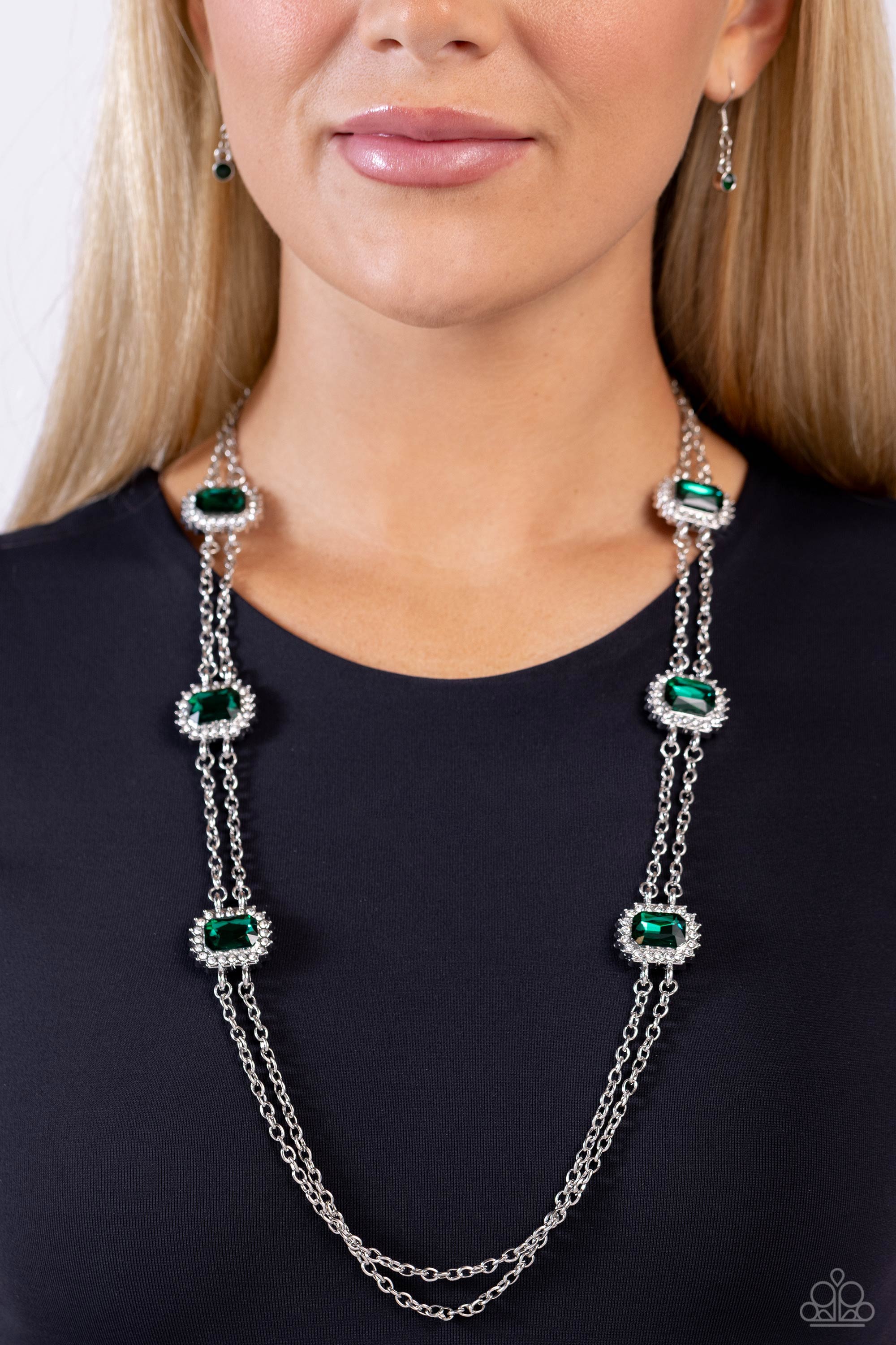 Vintage shades of green rhinestone 1950's choker Necklace - Ruby Lane