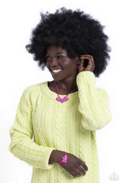 Low-Key Lovestruck & Lovestruck Lineup Pink Necklace and Bracelet Set - Paparazzi Accessories