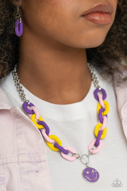 Speed SMILE Purple Necklace & Bracelet Set - Paparazzi Accessories