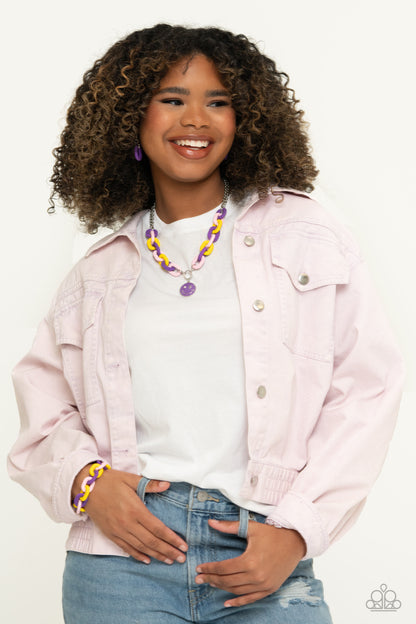 Speed SMILE Purple Necklace & Bracelet Set - Paparazzi Accessories