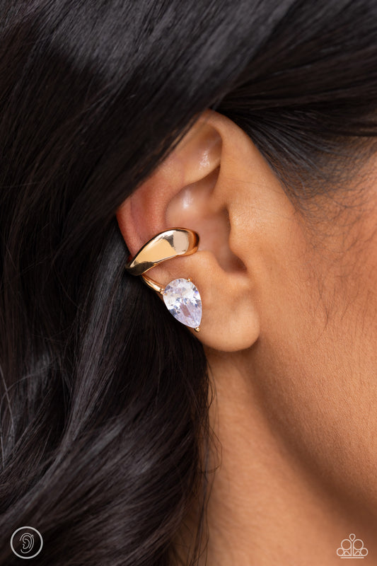Twisting Teardrop Gold Ear Cuff