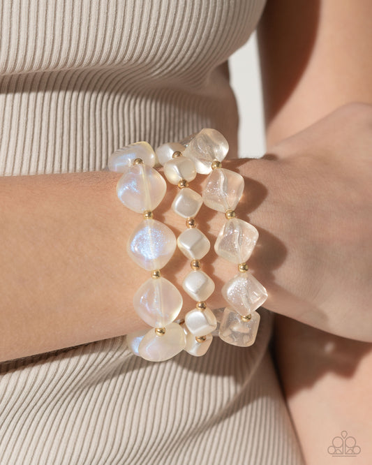 Glittery Gala Gold Stretch Bracelet - Paparazzi Accessories