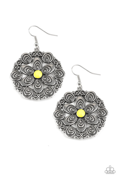 Grove Groove Yellow Earring - Paparazzi Accessories